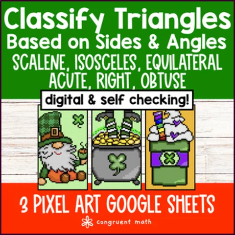 Thumbnail for Classifying Triangles Scalene, Isosceles, Equilateral, Acute | Digital Pixel Art