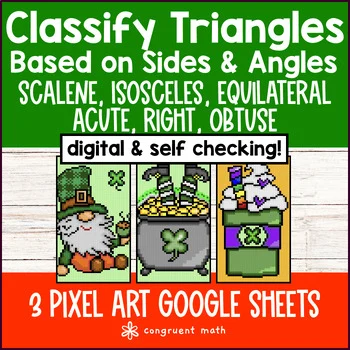 Thumbnail for Classifying Triangles Scalene Isosceles Equilateral Pixel Art Google Sheets