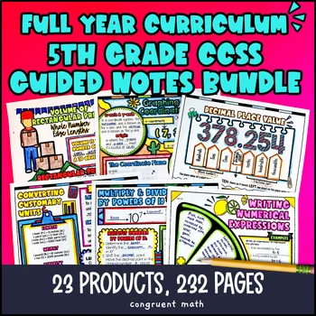 Thumbnail for *5th Grade Math Full-Year Guided Notes Doodles BUNDLE CCSS Sketch Notes Lessons