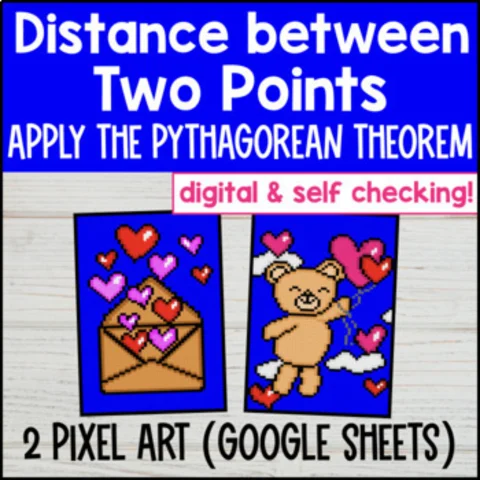 Thumbnail for Distance on the Coordinate Plane Digital Pixel Art | Pythagorean Theorem