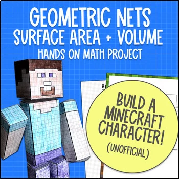 Thumbnail for Surface Area and Volume of 3D Shape Nets Math Project | Minecraft - Steve
