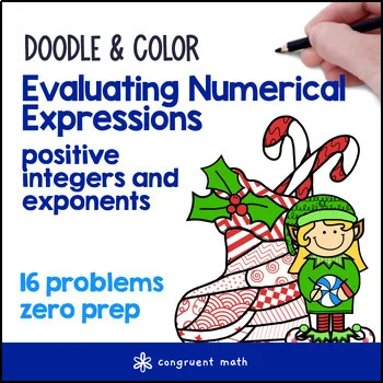 Evaluating Numerical Expressions | Doodle Math Color by Number | Christmas