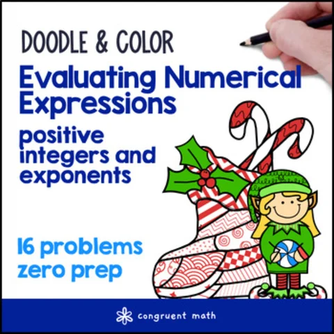Thumbnail for Evaluating Numerical Expressions | Doodle Math Color by Number | Christmas