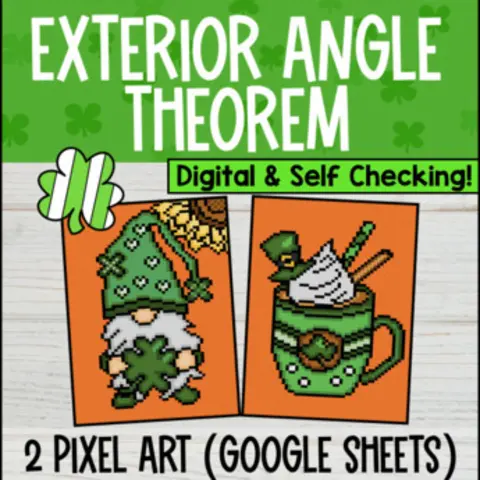 Thumbnail for Exterior Angle Theorem Digital Pixel Art | Angles of Triangles Spring Math