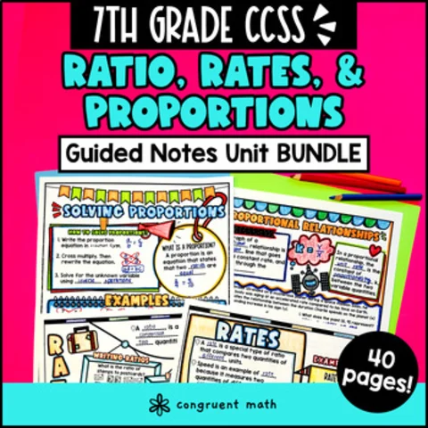 Thumbnail for Ratios, Rates, Proportions Guided Notes | 7th Grade | Proportional Relationships
