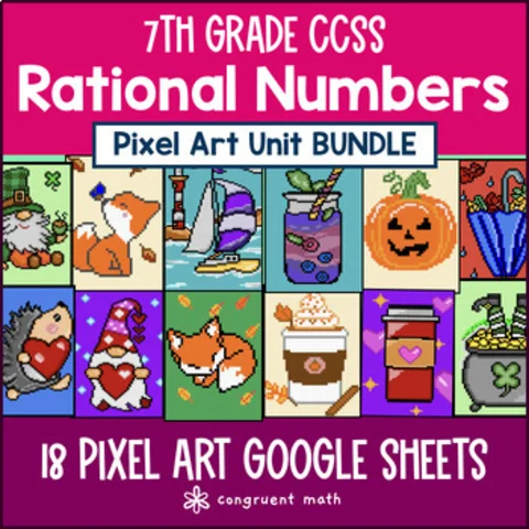 Thumbnail for Rational Numbers Pixel Art Unit BUNDLE | 7th Grade CCSS