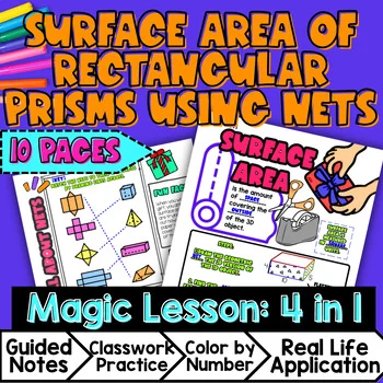 Surface Area of Rectangular Prisms Guided Notes | 3D Shape Nets