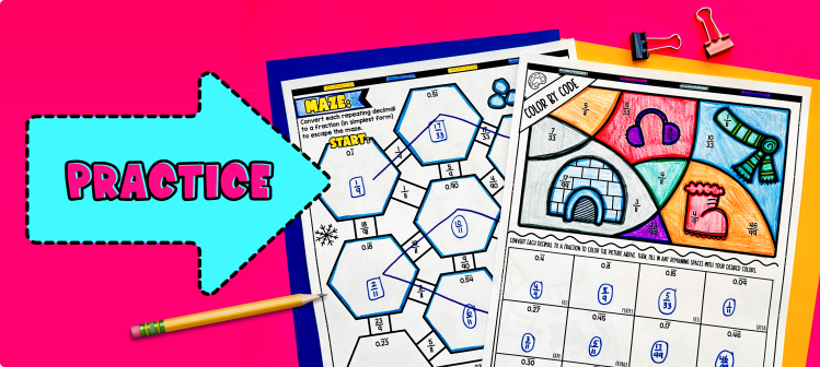 practice repeating decimals to fractions