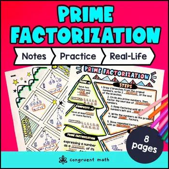 Thumbnail for Prime Factorization Guided Notes & Doodles | Factor Trees Prime Factors