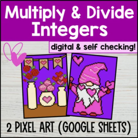 Thumbnail for Multiplying and Dividing Integers — 2 Pixel Art Google Sheets