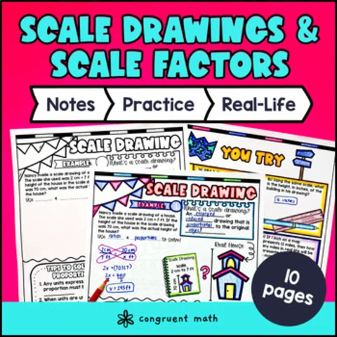 Thumbnail for Scale Drawings Scale Factors Guided Notes & Doodles | Map Scale & Scaled Copies