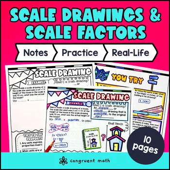 Scale Drawings Scale Factors Guided Notes & Doodles | Map Scale & Scaled Copies