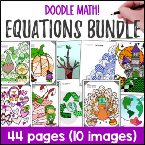 Thumbnail for Equations Doodle Math BUNDLE | Twist on Color by Number