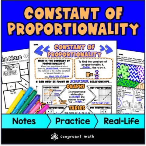 Thumbnail for Constant of Proportionality Guided Notes & Doodles | Proportional Relationships