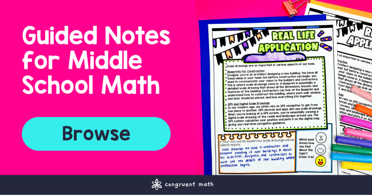 Browse guided notes for middle school math.