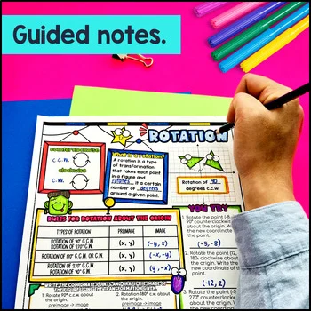 Rigid Transformations Rotations Guided Notes Doodles 8th Grade Rigid Transformations Rotations Guided Notes Doodles 8th Grade
