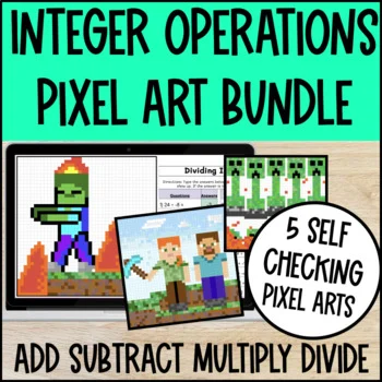 Integer Operations Digital Pixel Art BUNDLE | Minecraft
