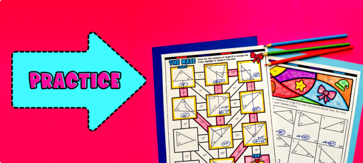 Triangle Sum Theorem Maze and Color by Number Activity
