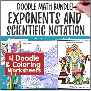 Thumbnail for Exponents and Scientific Notation Doodle Math BUNDLE | Twist on Color by Number