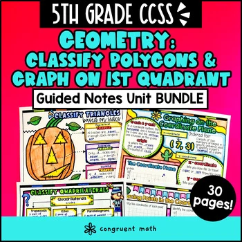 Thumbnail for Coordinate Plane Graphing & Classify 2D Figures Guided Notes Geometry Unit