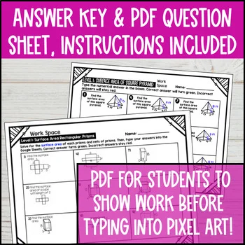 Surface Area of Prisms and Pyramids Digital Pixel Art BUNDLE | Geometry ...