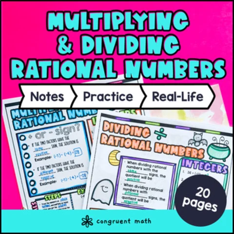 Thumbnail for Multiplying and Dividing Rational Numbers Fractions Decimals Guided Notes BUNDLE