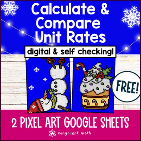 Thumbnail for [Free!] Unit Price Digital Pixel Art | Unit Rate & Ratios Google Sheets