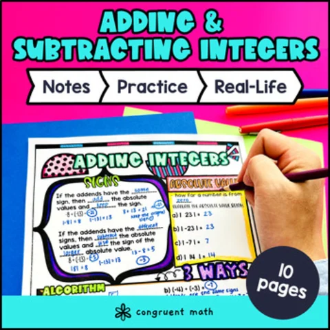 Thumbnail for Adding and Subtracting Integers Guided Notes & Doodles | Counters, Number Line