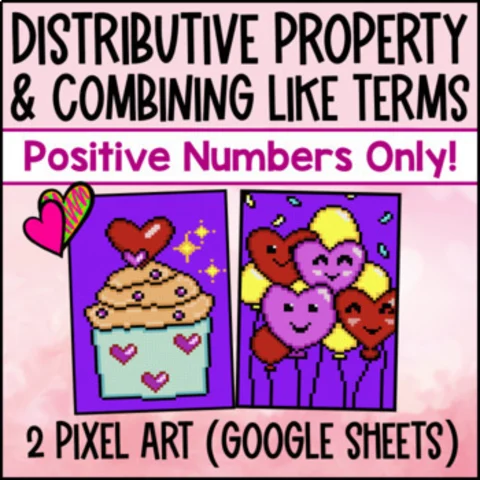 Thumbnail for Distributive Property Digital Pixel Art | Simplifying Expressions