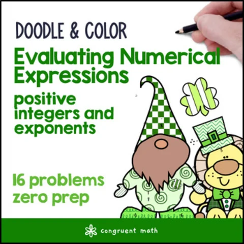 Thumbnail for Evaluating Numerical Expressions | Doodle Math Color by Code | St. Patrick's Day