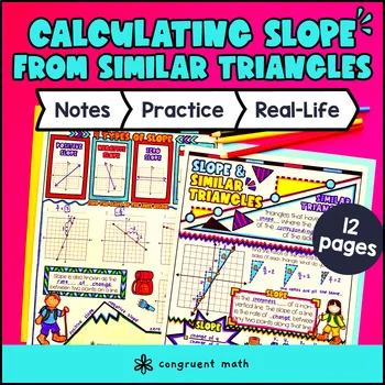 Thumbnail for Slope from Similar Triangles Guided Notes w/ Doodles | Slope Intercept Form