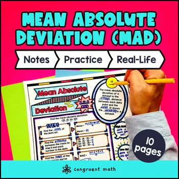 Thumbnail for Mean Absolute Deviations Guided Notes w/ Doodles | Measure of Variability (MAD)