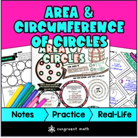 Thumbnail for Area and Circumference of Circles Guided Notes & Doodles