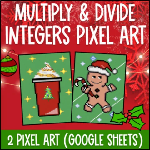 Thumbnail for [Winter] Multiplying and Dividing Integers Digital Pixel Art Google Sheets