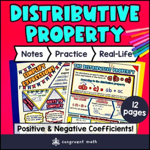 Thumbnail for Distributive Property Guided Notes w/ Doodles | Combining Like Terms Worksheets