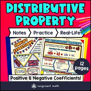 Distributive Property Guided Notes w/ Doodles | Combining Like Terms Worksheets