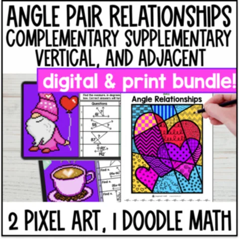 Thumbnail for Angle Relationships Activity BUNDLE | Digital & Print | Angle Pairs
