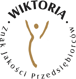 Symbol graficzny Konkursu Wiktoria Znak Jakości Przedsiębiorców. Firma Spedycyjno-Transportowa Bama Logistics otrzymała tę nagrodę za jakość, rzetelność i wiarygodność w prowadzeniu działalności gospodarczej.