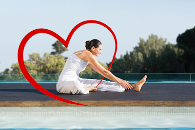 Woman doing yoga with a healthy heart Woman doing yoga with a healthy heart