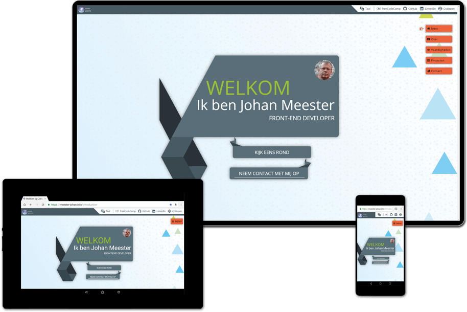 Presentation showing how the portfolio project looks on mobile, tablet and desktop screens