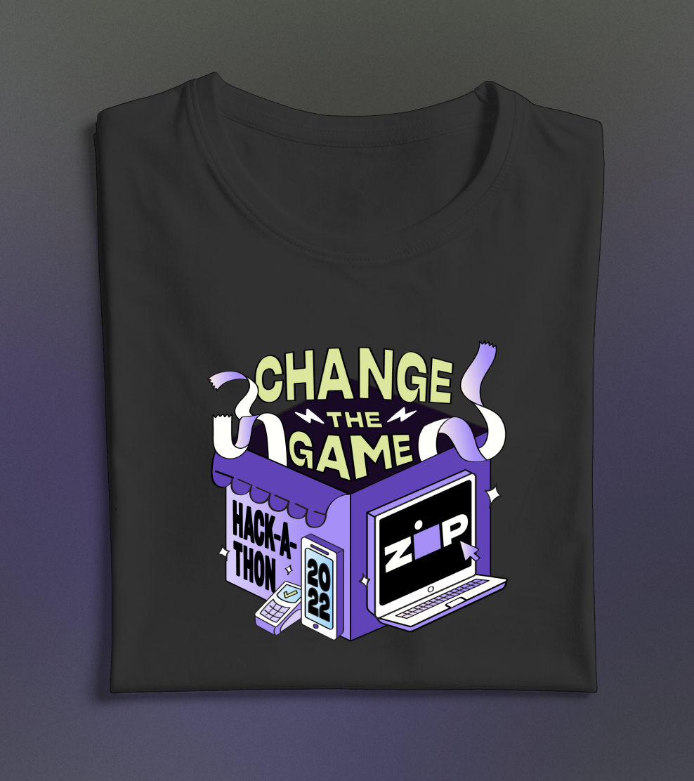 Our Hackathon shirt that says 'Change the Game'.