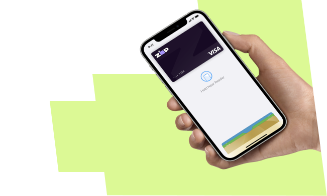 A mobile phone displaying Tap and Zip