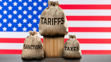 trade war us flag tariffs taxes sanctions