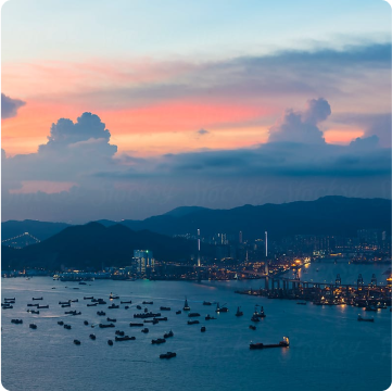 Hong Kong skyline.