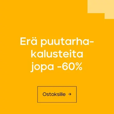 Erä puutarhakalusteita poistohintaan jopa -60 %