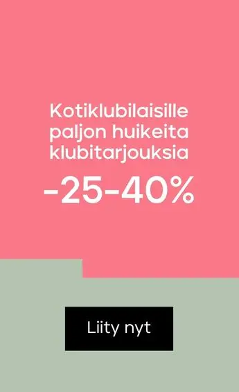 Kotiklubilaisille paljon huikeita klubitarjouksia -25%