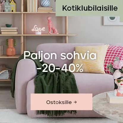 Kotiklubilaisille paljon sohvia -20-40 %