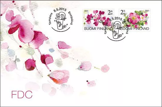 The Floral beauty sheet is handily folded and shows the rugosa rose, a familiar sight along Finnish roadsides and gardens, as well as the more sophisticated cultivated orchid.