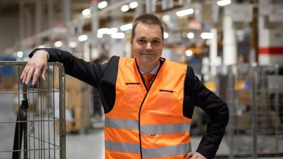 Sami Finne in the Logistic Center in Vantaa