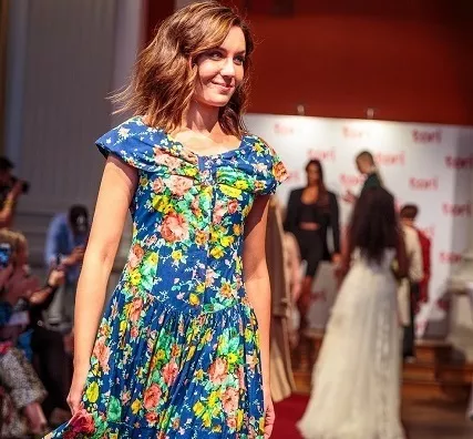 A woman in a fashion show.